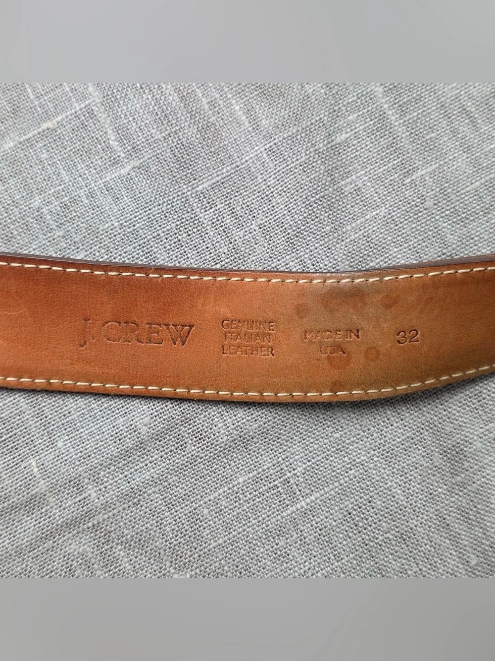 J.Crew Brown Leather Belt Size 32 with Silver Strike Eagle Buckle
